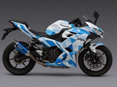 Online 2024-2025 Kawasaki Ninja 500 EX500R Motorcycle Fairings - White Blue Geometric Canada