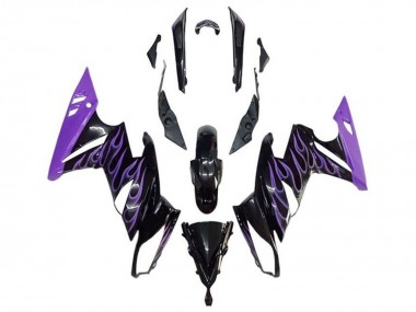 Online 2009-2011 Kawasaki Ninja 650 EX650 Motorcycle Fairings - Glossy Black Purple Flame Canada