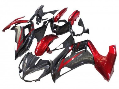Online 2012-2016 Kawasaki Ninja 650 EX650 Motorcycle Fairings - Red Black Faux Carbon Fiber Canada
