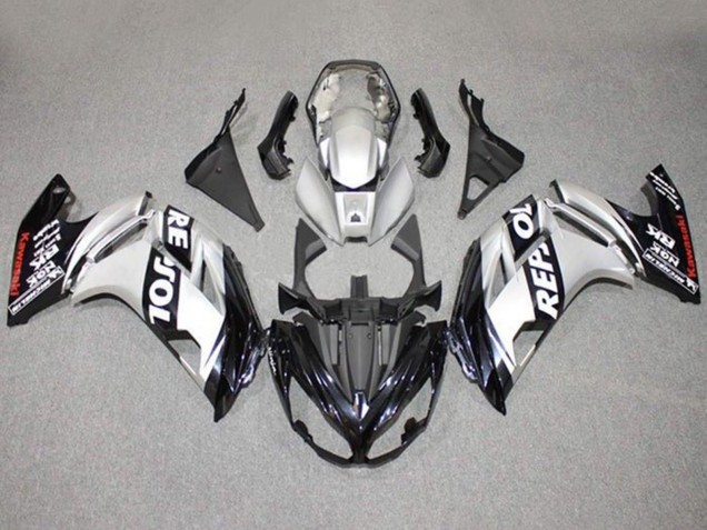 2012-2016 Kawasaki Ninja 650 EX650 Motorcycle Fairings - Silver Black Repsol Canada