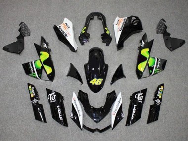 Online 2010-2013 Kawasaki Z1000 Motorcycle Fairings - Glossy Black White Green MoviStar Monster Canada