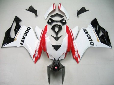 Online 2011-2014 Ducati Panigale 1199 Motorcycle Fairings - White Red Glossy Black Stripe Canada