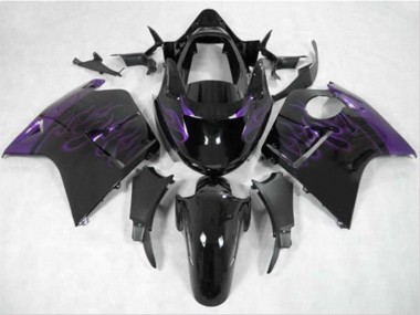 Online 1996-2007 Honda CBR1100XX Blackbird Motorcycle Fairing - Glossy Black Purple Flame Canada