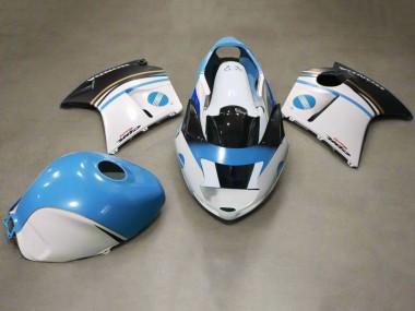 Online 1996-2007 Honda CBR1100XX Blackbird Motorcycle Fairings - White Blue Black Konica Minolta Canada