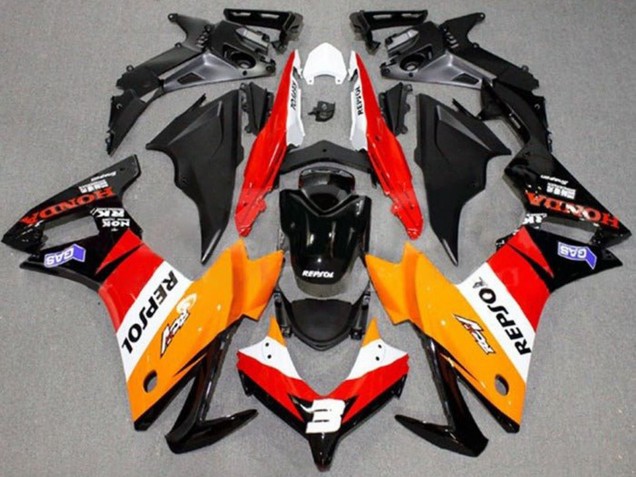 2013-2015 Honda CBR500R Motorcycle Fairings - Orange White Red Glossy Black Repsol Canada