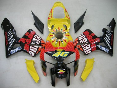 Online 2005-2006 Honda CBR600RR Motorcycle Fairings - Black Yellow Rossi Canada
