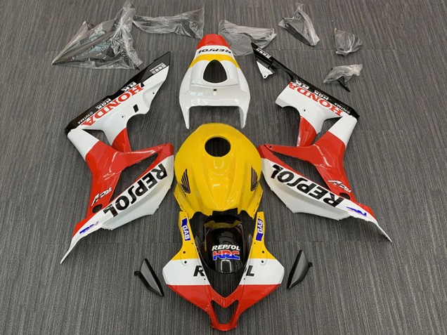 2007-2008 Honda CBR600RR Motorcycle Fairings - Yellow White Red Glossy Black Repsol HRC Canada