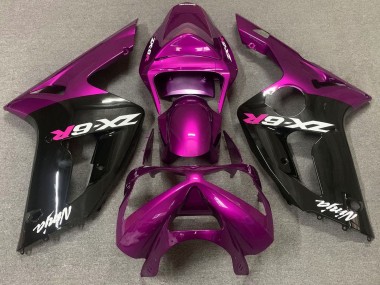 Online 2003-2004 Kawasaki ZX6R Motorcycle Fairing - Purple Glossy Black Canada