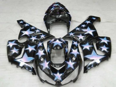 Online 2005-2006 Kawasaki ZX6R Motorcycle Fairings - Black Blue White Star Canada