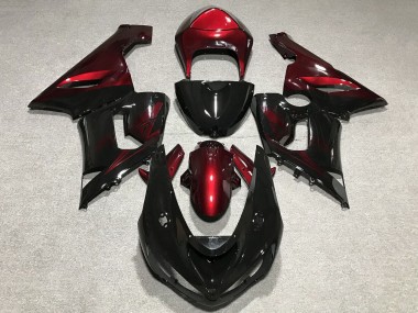 Online 2005-2006 Kawasaki ZX6R Motorcycle Fairings - Red Glossy Black Canada