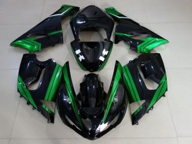 Online 2005-2006 Kawasaki ZX6R Motorcycle Fairings - Green White Glossy Black Canada