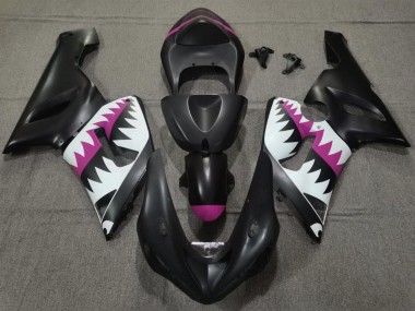 Online 2005-2006 Kawasaki ZX6R Motorcycle Fairings - Matte Black White Pink Shark Canada