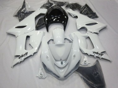 Online 2005-2006 Kawasaki ZX6R Motorcycle Fairings - White Black Canada