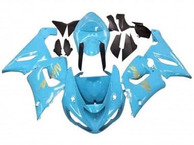 Online 2005-2006 Kawasaki ZX6R Motorcycle Fairings - Light Blue Gold Canada