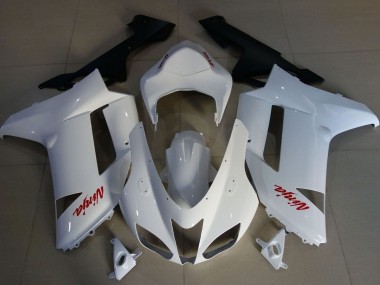 Online 2007-2008 Kawasaki ZX6R Motorcycle Fairings - White Red Canada