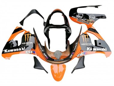 Online 2009-2012 Kawasaki ZX6R Motorcycle Fairings - Orange Glossy Black Elf Monster Canada