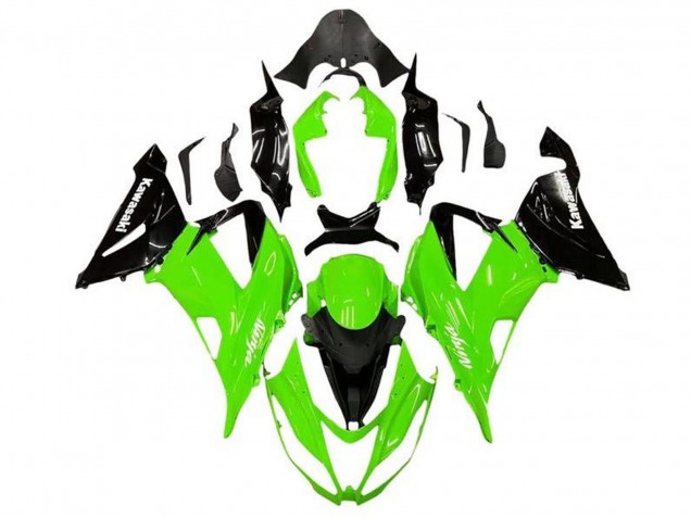 2013-2018 Kawasaki ZX6R Motorcycle Fairing Kits - Green Glossy Black Canada