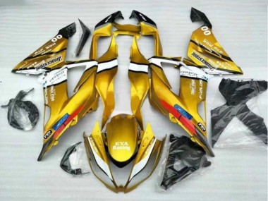 Online 2013-2018 Kawasaki ZX6R Motorcycle Fairings - Gold White Black Canada