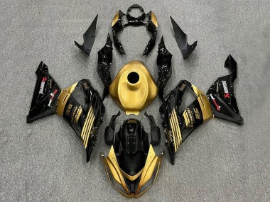 Online 2013-2018 Kawasaki ZX6R Motorcycle Fairings - Gold Glossy Black Canada