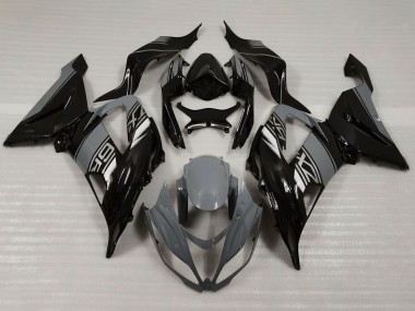 Online 2013-2018 Kawasaki ZX6R Motorcycle Fairings - Nardo Grey Glossy Black Canada