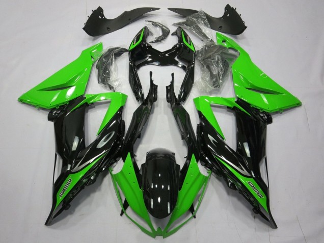 2013-2018 Kawasaki ZX6R Motorcycle Fairings - Green Glossy Black Canada