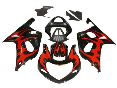 Online 2000-2002 Suzuki GSXR1000 Motorcycle Fairings - Glossy Black Red Tribal Canada
