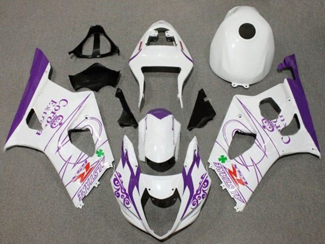2003-2004 Suzuki GSXR 1000 Motorcycle Fairings - White Purple Corona Alstare Canada