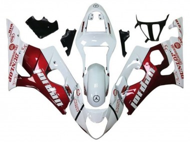 Online 2003-2004 Suzuki GSXR 1000 Motorcycle Fairings - White Red Jordan Canada