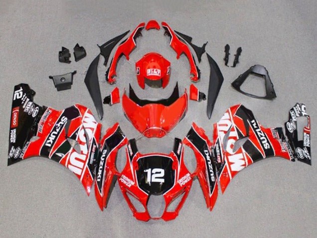 2017-2024 Suzuki GSXR1000 Motorcycle Fairings - Red White Black Motul 12 Canada