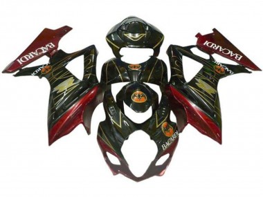 Online 2007-2008 Suzuki GSXR 1000 Motorcycle Fairings - Black Red Gold BACARDI Canada