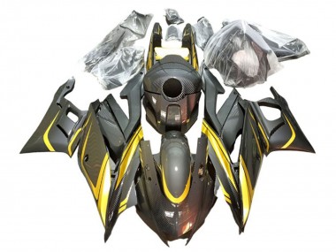 Online 2022-2024 Yamaha YZF R3/R25 Motorcycle Fairings - Gold Black Carbon Fiber Style Canada