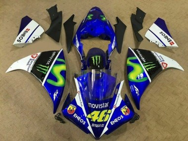 Online 2009-2011 Yamaha YZF 1000 R1 Motorcycle Fairings - Blue White Black Green MoviStar Monster Canada