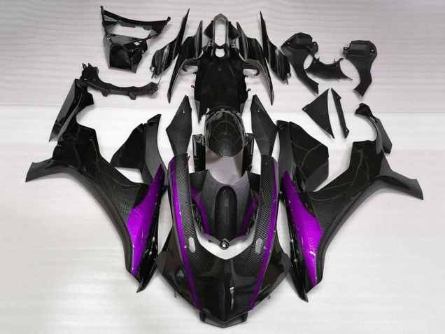 2020-2025 Yamaha YZF 1000 R1 Motorcycle Fairings - Faux Carbon Fiber Purple Stripe Canada