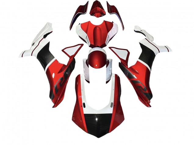 2020-2025 Yamaha YZF 1000 R1 Motorcycle Fairings - White Red Faux Carbon Fiber Canada