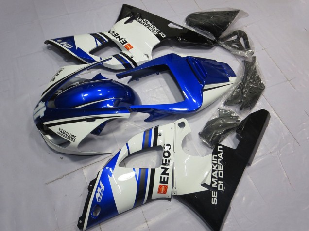 1998-1999 Yamaha YZF 1000 R1 Motorcycle Fairings - White Blue Glossy Black ENEOS Semakin Didepan Canada