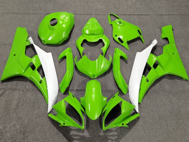 2006-2007 Yamaha YZF R6 Motorcycle Fairings - Green White Canada