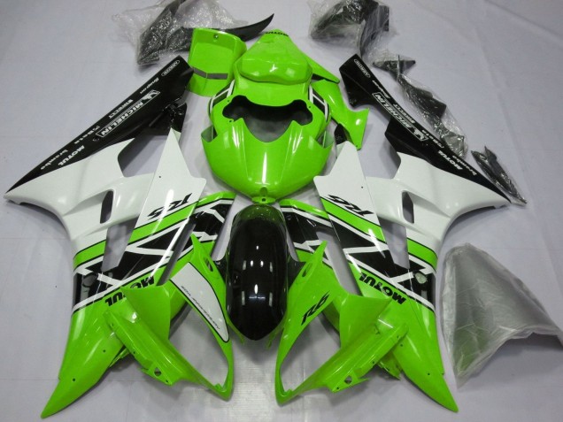 2006-2007 Yamaha YZF R6 Motorcycle Fairings - Green White Glossy Black Canada
