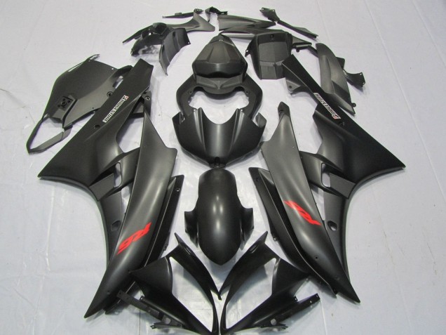 2006-2007 Yamaha YZF R6 Motorcycle Fairings - Matte Black Red Decals Canada