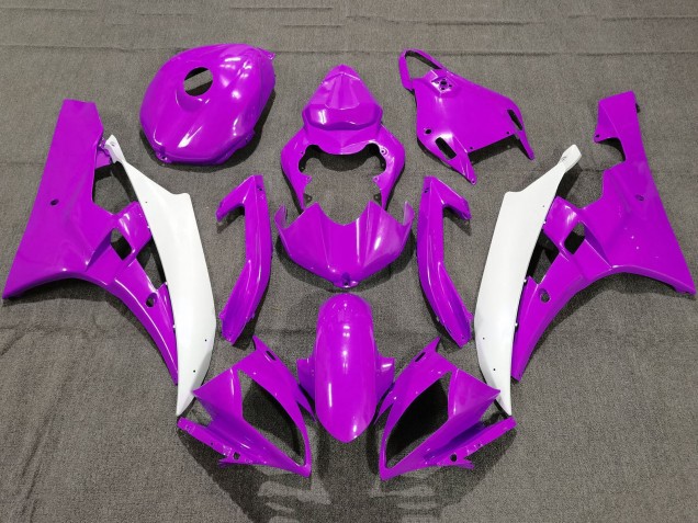 2006-2007 Yamaha YZF R6 Motorcycle Fairings - Purple White Canada