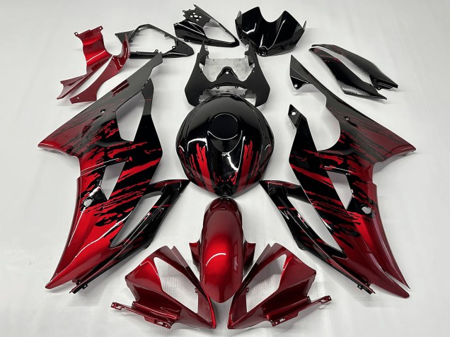 2008-2016 Yamaha YZF R6 Motorcycle Fairings - Red Glossy Black Fade Canada