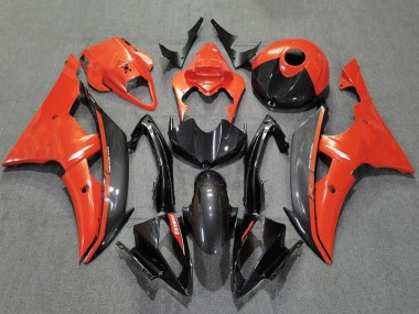 Online 2008-2016 Yamaha YZF R6 Motorcycle Fairings - Orange Black Carbon Fiber Style Canada