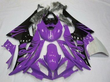 Online 2008-2016 Yamaha YZF R6 Motorcycle Fairings - Purple Glossy Black Flame Canada