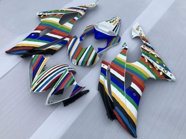 Online 2008-2016 Yamaha YZF R6 Motorcycle Fairings - White Blue Green Yellow Red Rainbow Stripe Canada