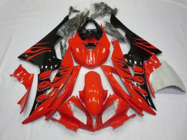 Online 2008-2016 Yamaha YZF R6 Motorcycle Fairings - Red Glossy Black Flame Canada