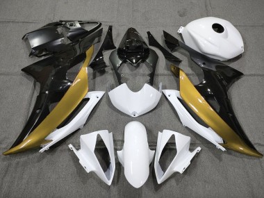 Online 2008-2016 Yamaha YZF R6 Motorcycle Fairings - White Gold Glossy Black Canada