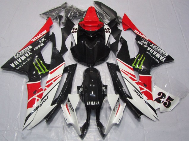2008-2016 Yamaha YZF R6 Motorcycle Fairings - White Red Glossy Black Green Monster 25 Canada