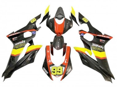 Online 2017-2023 Yamaha YZF R6 Motorcycle Fairings - Yellow Orange Black Faux Carbon Fiber Canada