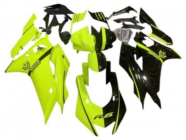 2017-2023 Yamaha YZF R6 Motorcycle Fairings - Neon Yellow Glossy Black Split Canada