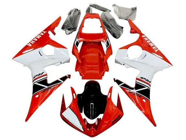 2003-2004 Yamaha YZF R6 Motorcycle Fairings - Red White Glossy Black Stripe Canada