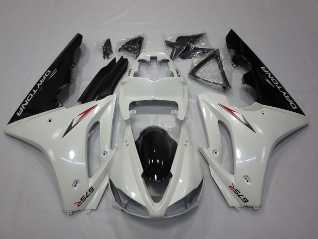 2009-2012 Triumph Daytona 675 Triple Motorcycle Fairing - White Glossy Black Canada